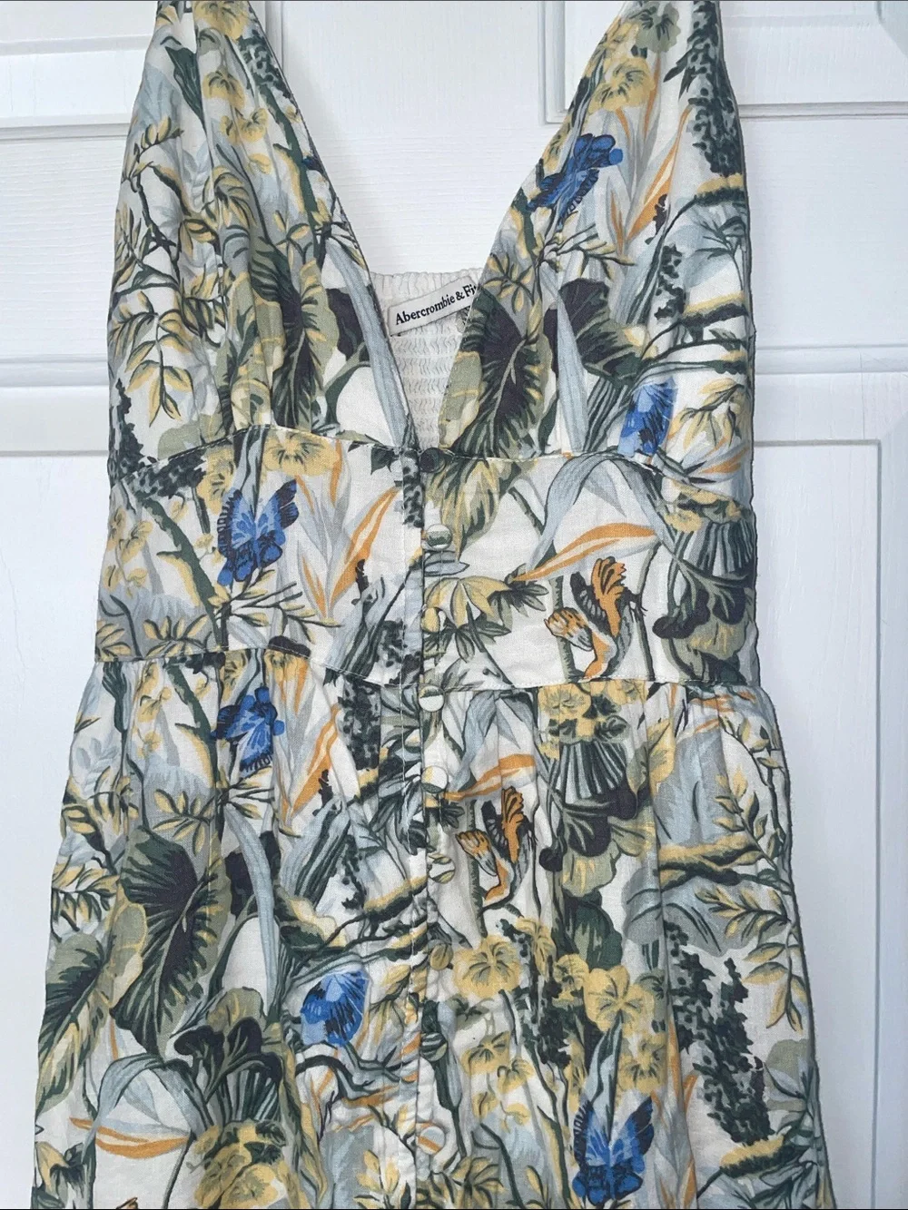 Abercrombie & Fitch Floral V-Neck Maxi Dress w/ Front Slit